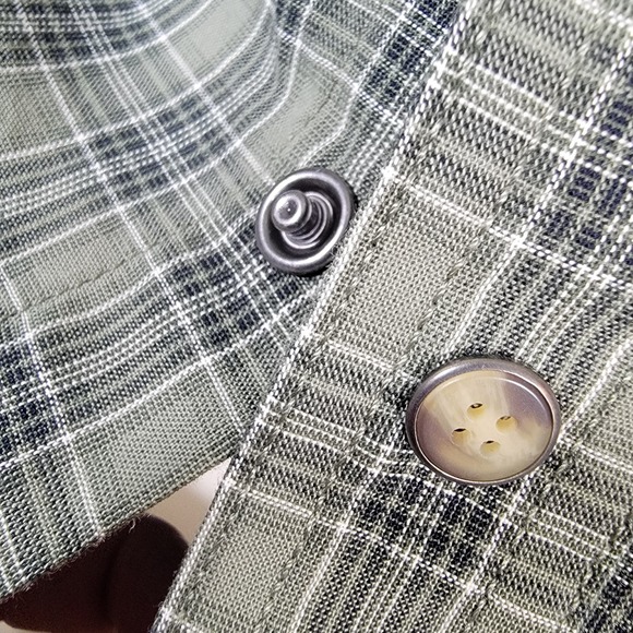 ROWM Shirt 2XB Snap Closure Long Sleeve Plaid Check Collar New NWT Green Big - Picture 5 of 7